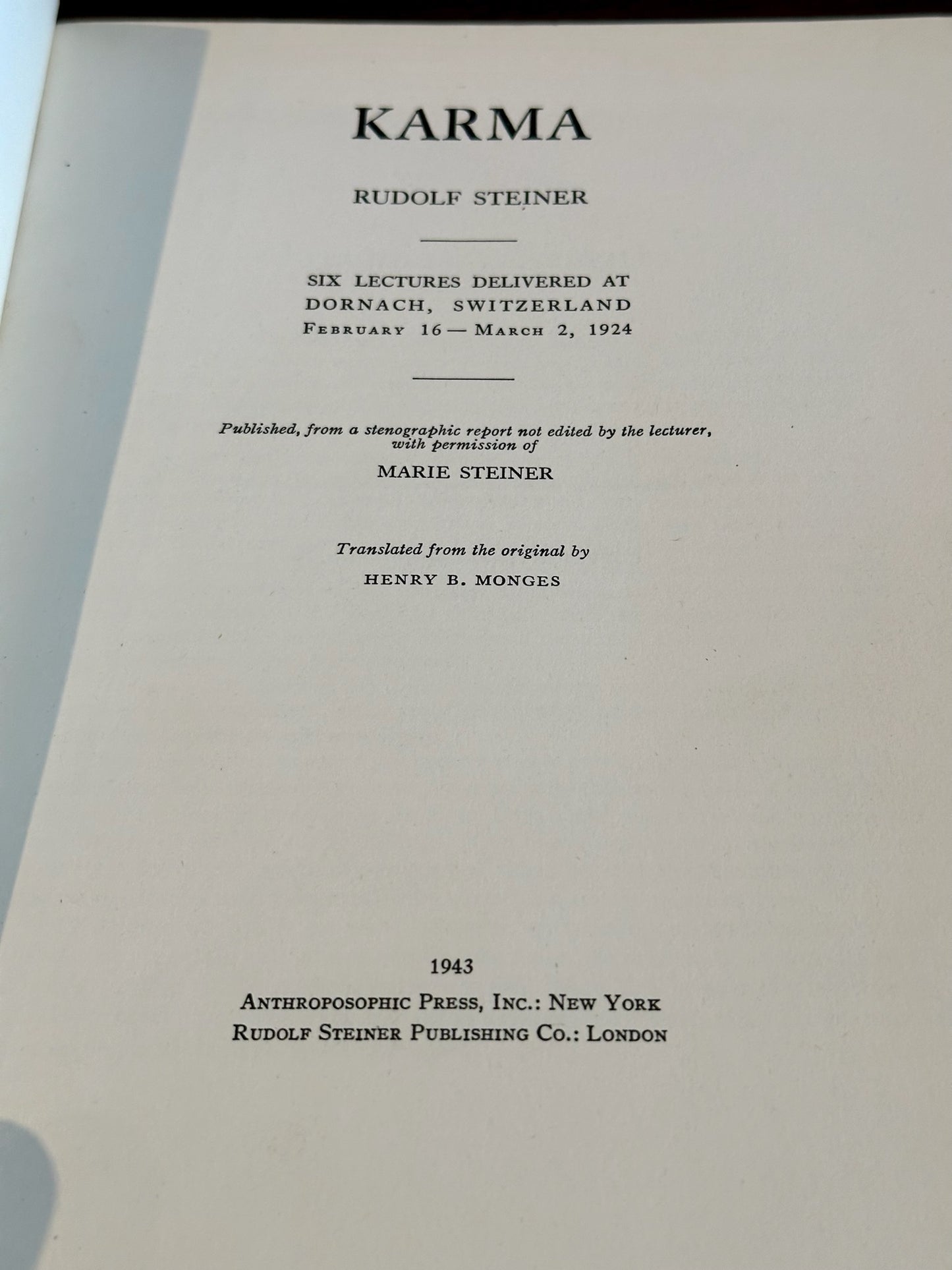 Karma by Rudolf Steiner