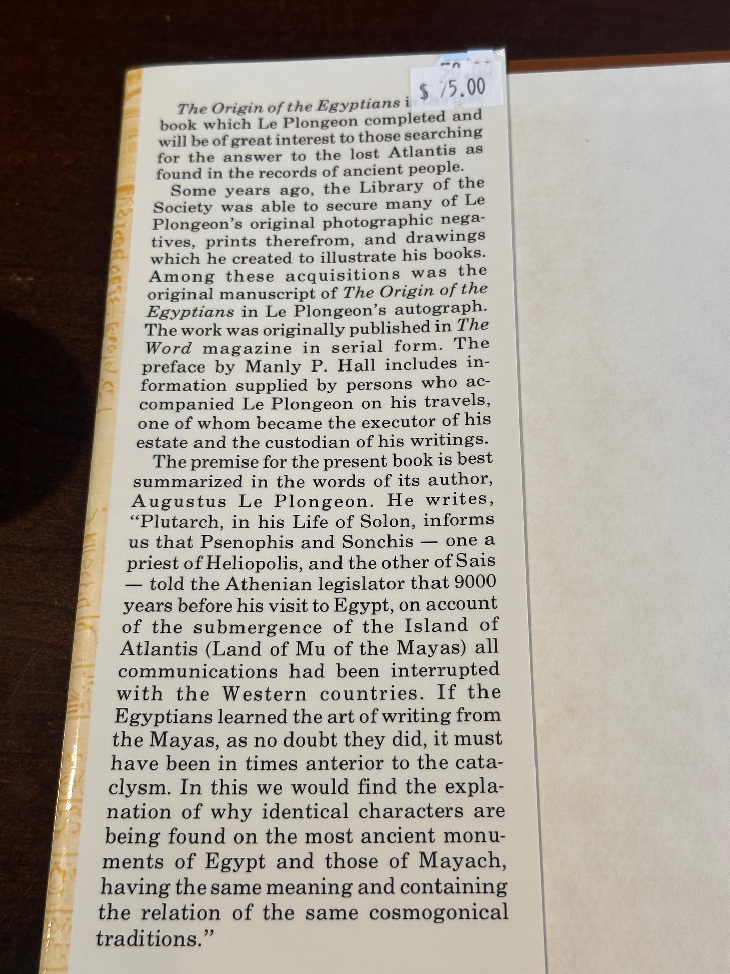 The Origin of The Egyptians by Augustus Le Plongeon, M.D.