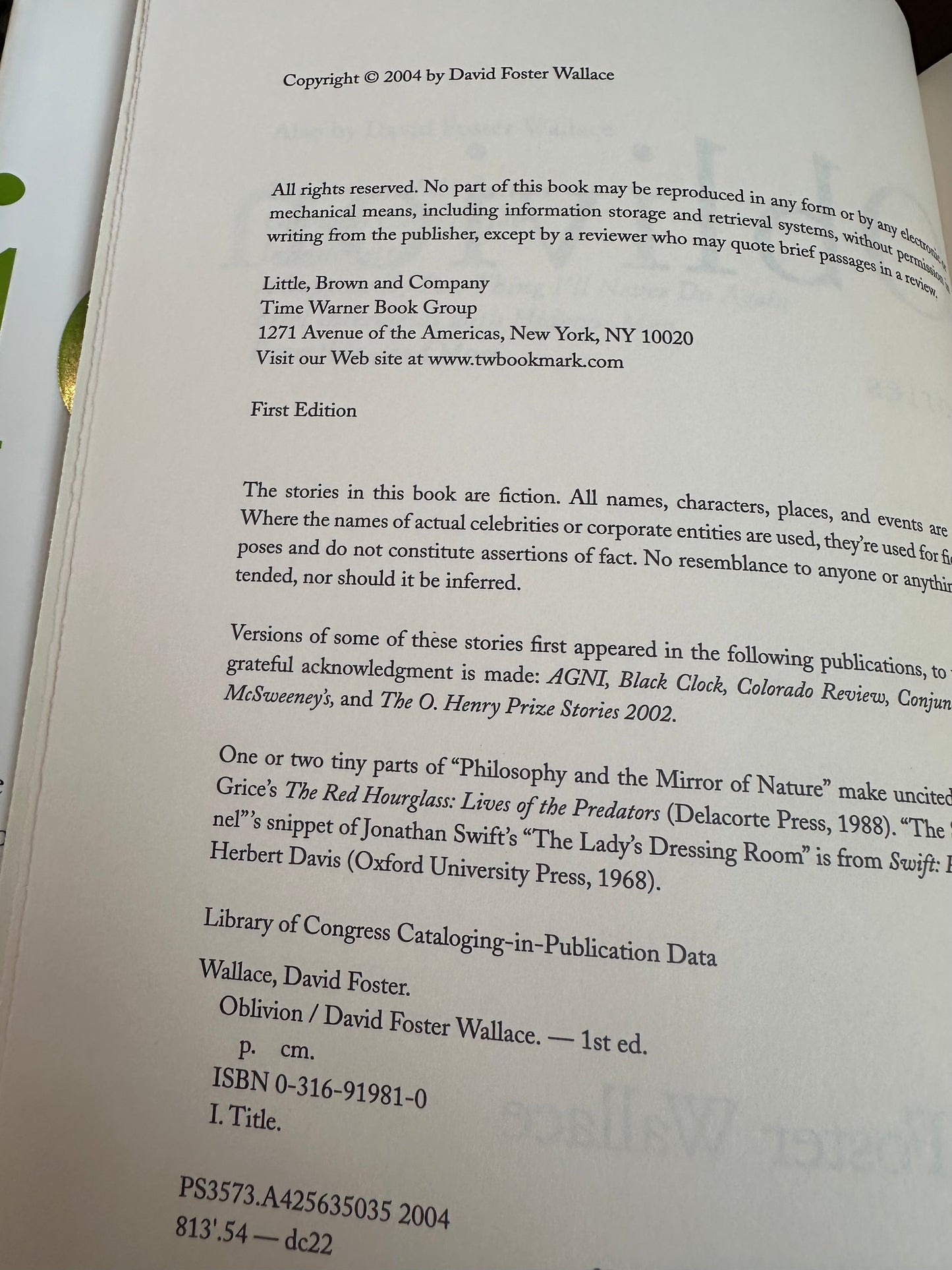 Oblivion by David Foster Wallace (First Edition)