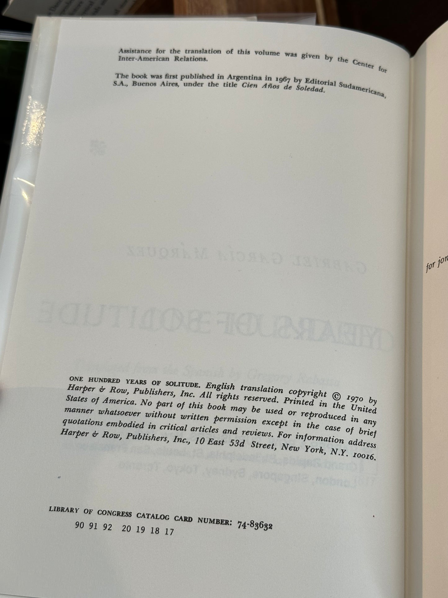 One Hundred Years of Solitude by Gabriel Garcia Marquez (First Edition)