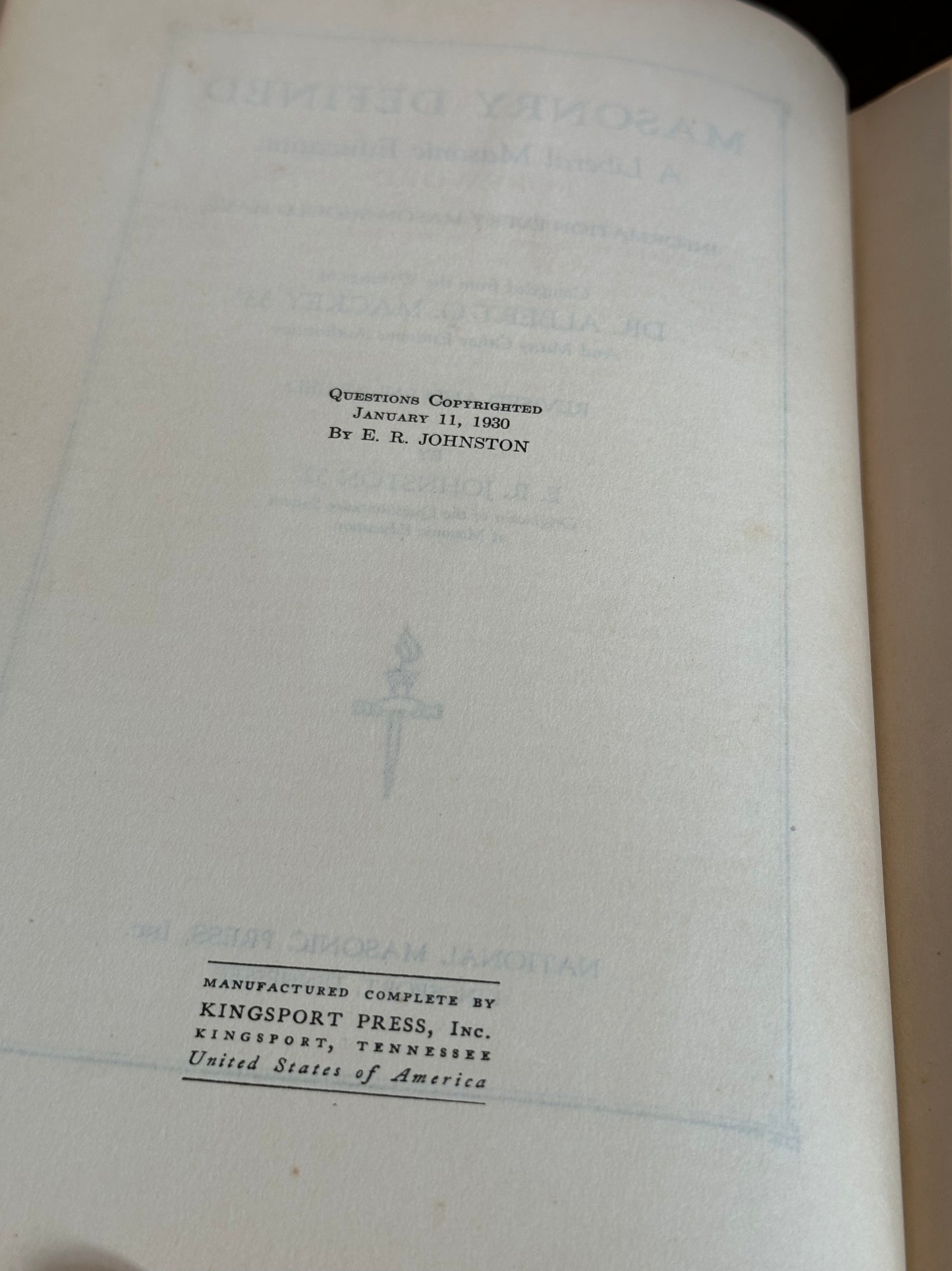 Masonry Defined by Dr. Albert Mackey & E.R. Johnston
