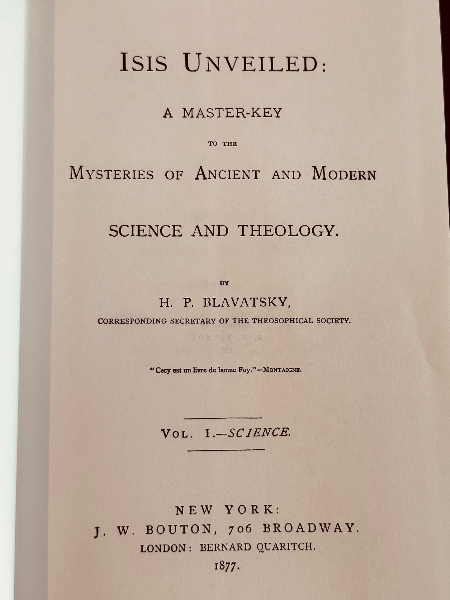 Isis Unveiled by H.P. Blavatsky