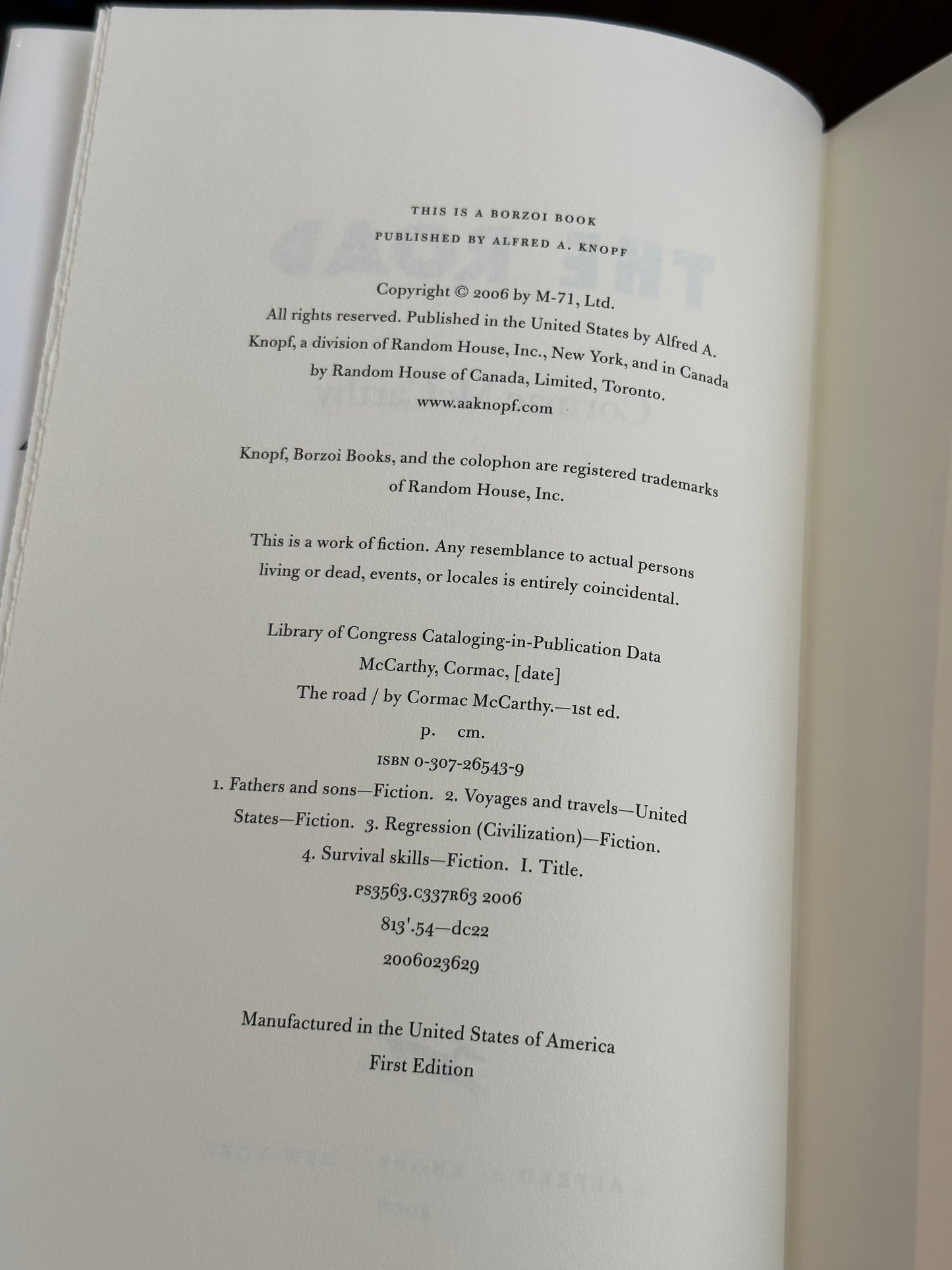 The Road by Cormac McCarthy (First Edition)