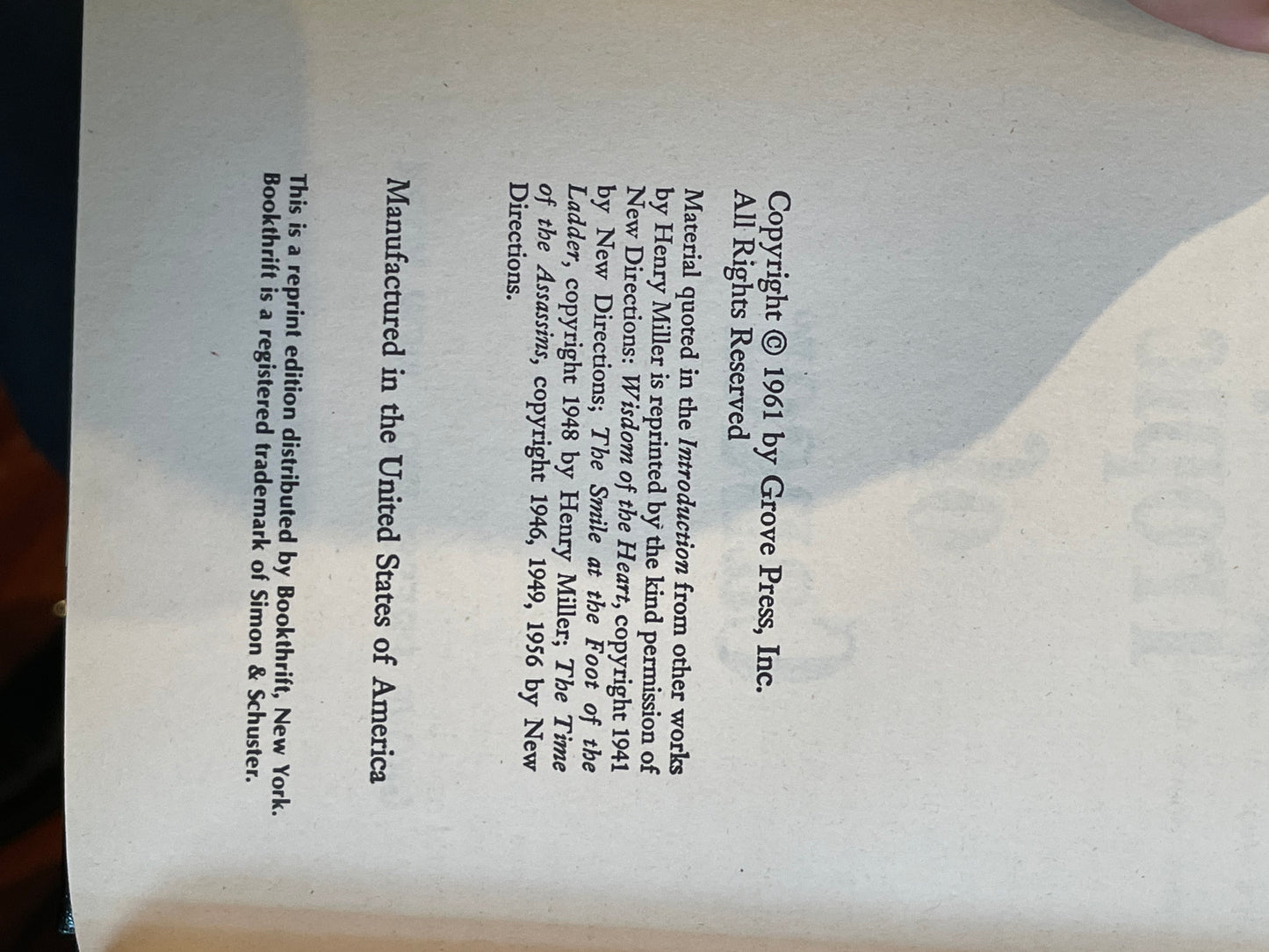 Tropic of Cancer by Henry Miller (1961)