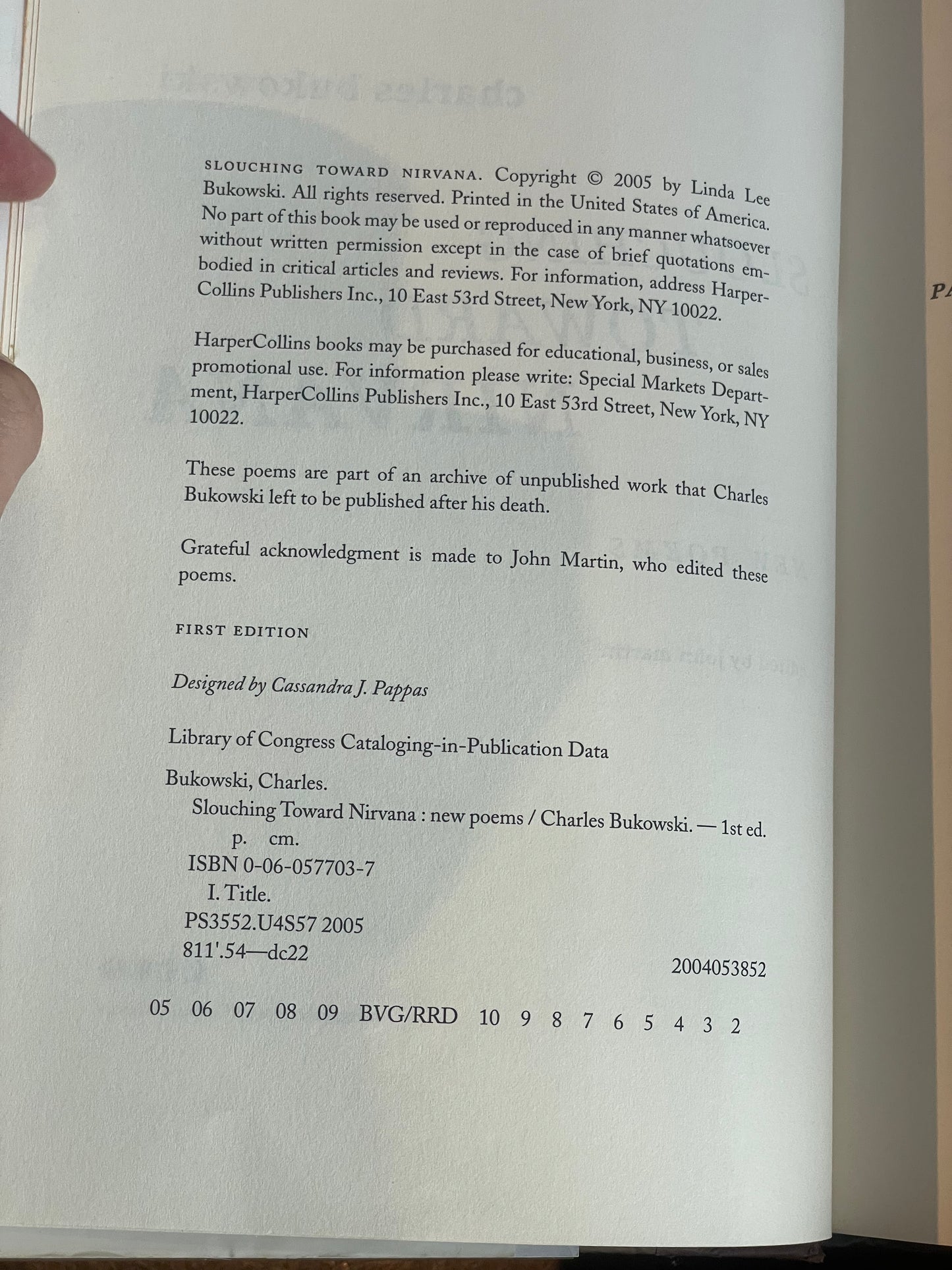 Slouching Toward Nirvana by Charles Bukowski (First Edition)