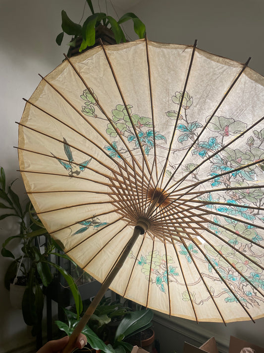 Antique Paper and Bamboo Umbrella