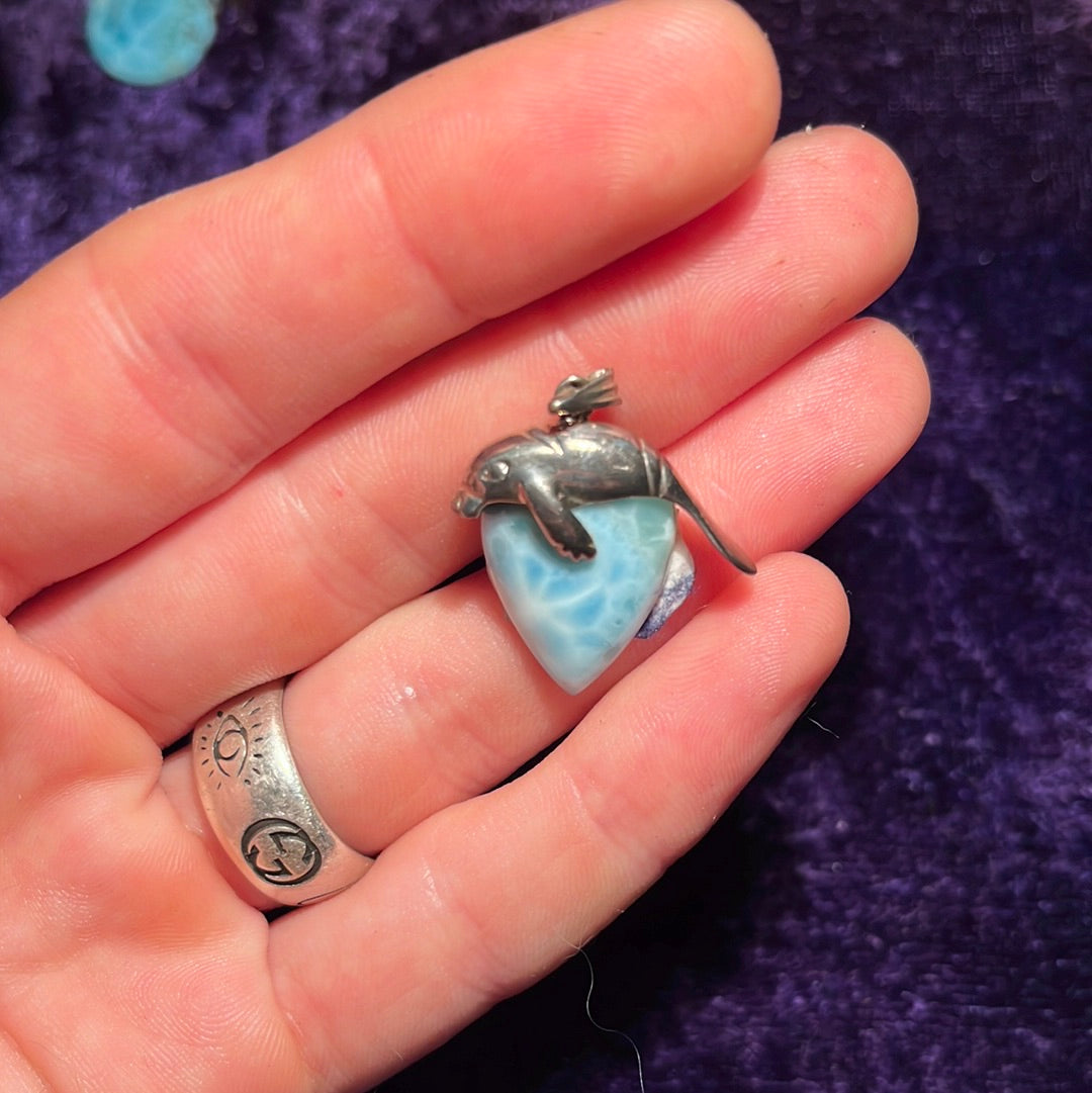 Larimar Manatee Charm Silver