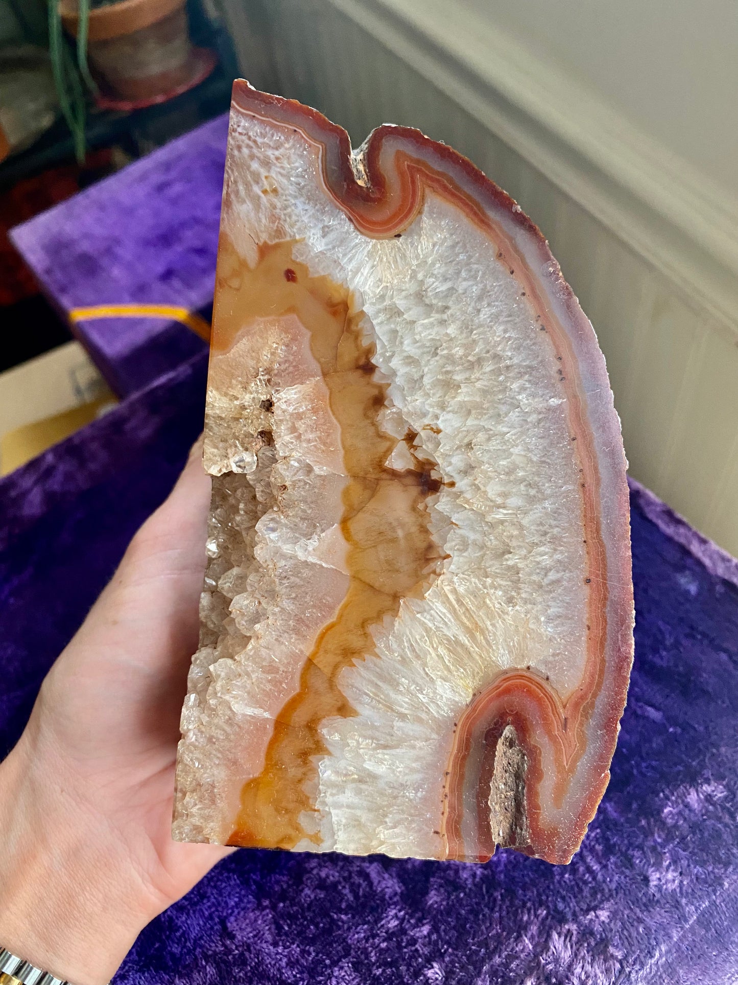 Amber Geode Bookend