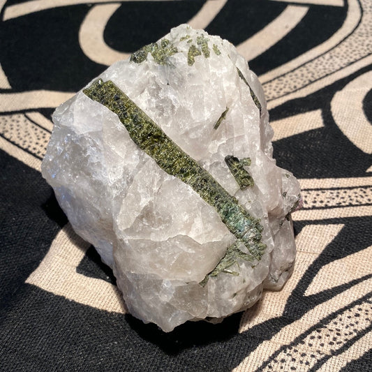Green Tourmaline in Quartz Chunk