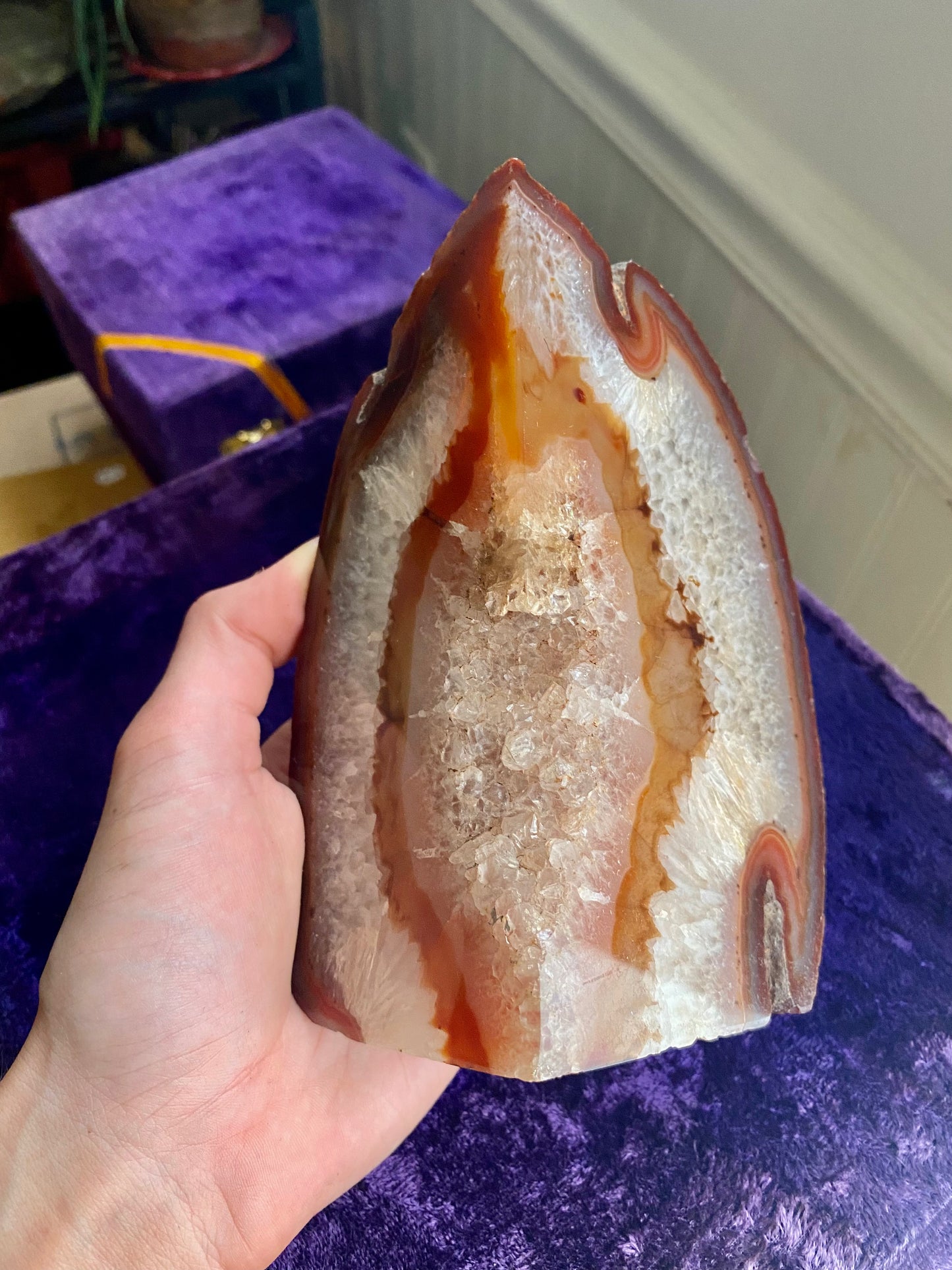 Amber Geode Bookend