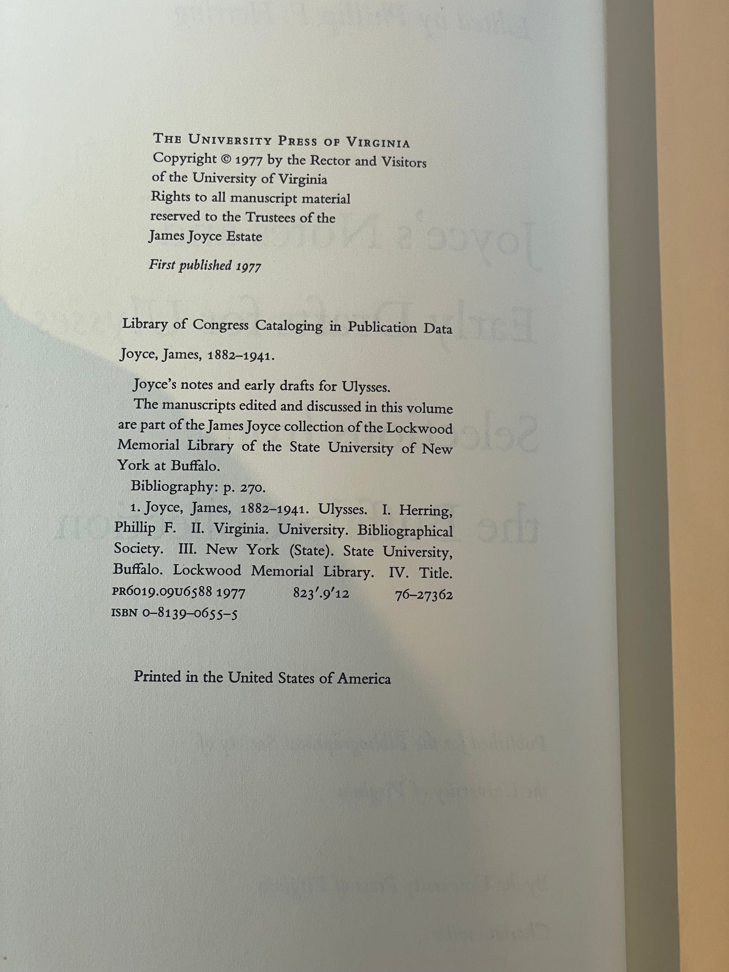 Joyce’s Notes and Early Drafts for Ulysses