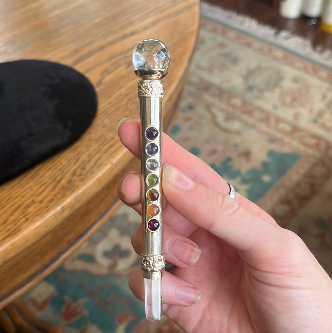 Silver Quartz Chakra Wand