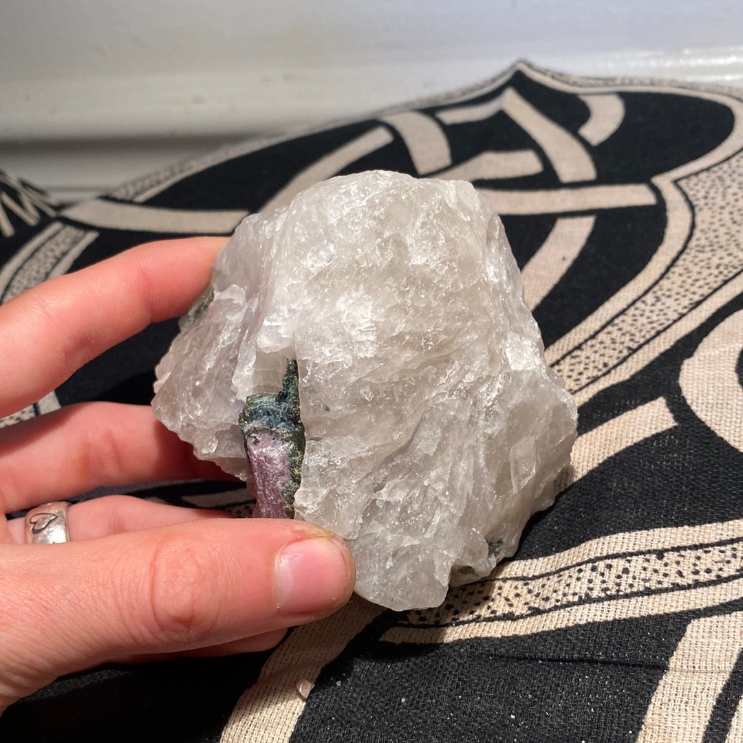 Green Tourmaline in Quartz Chunk