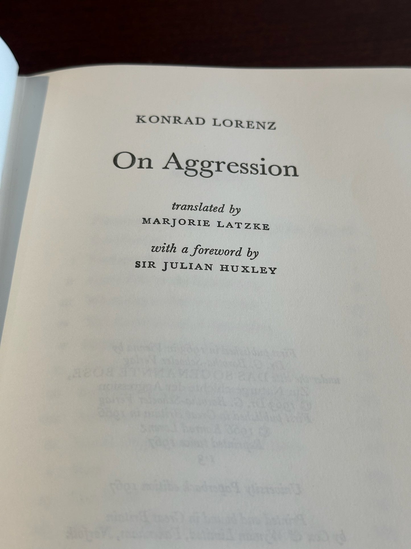 On Aggression by Konrad Lorenz (UK Edition)