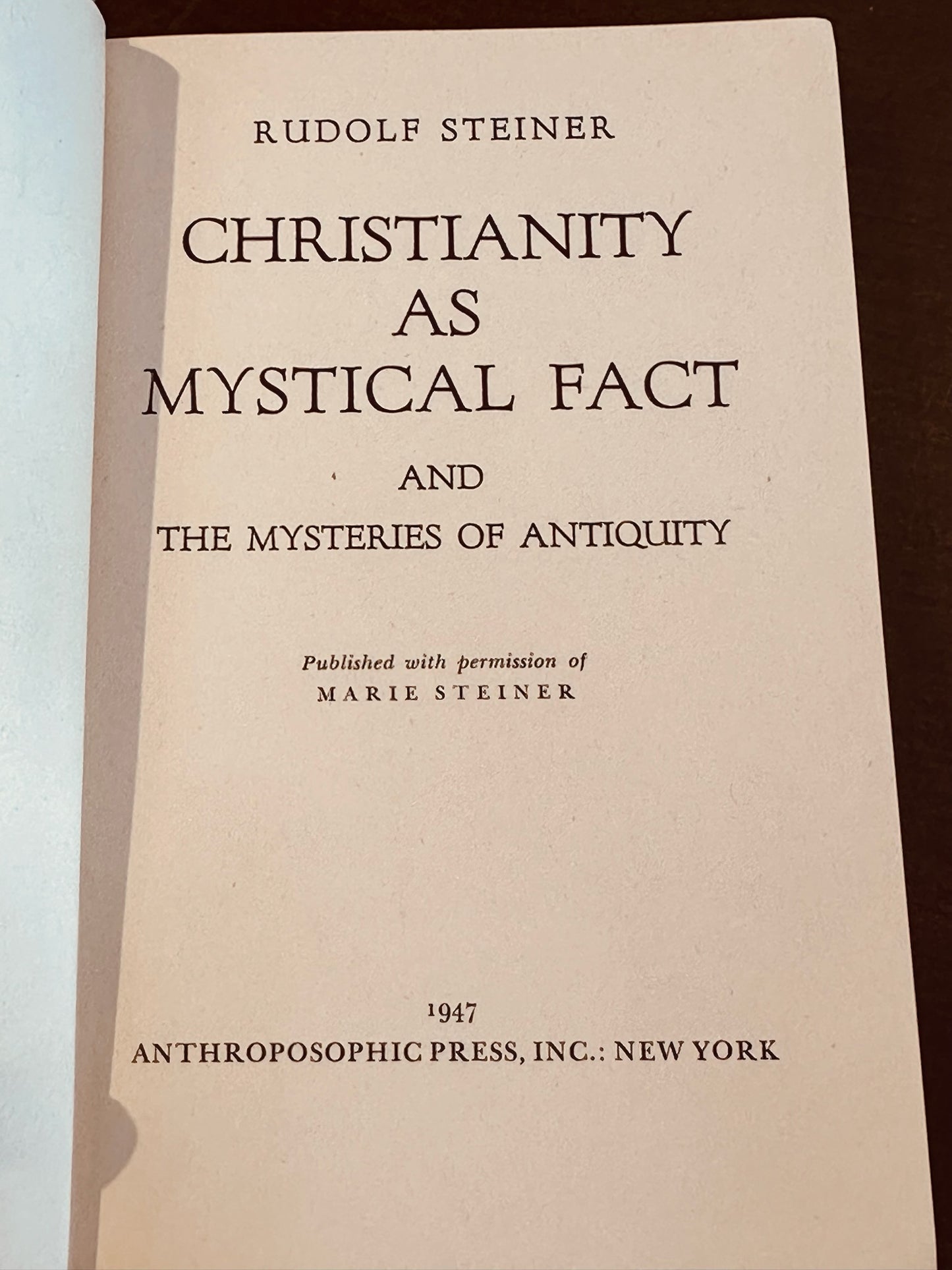 Christianity as Mystical Fact by Rudolf Steiner