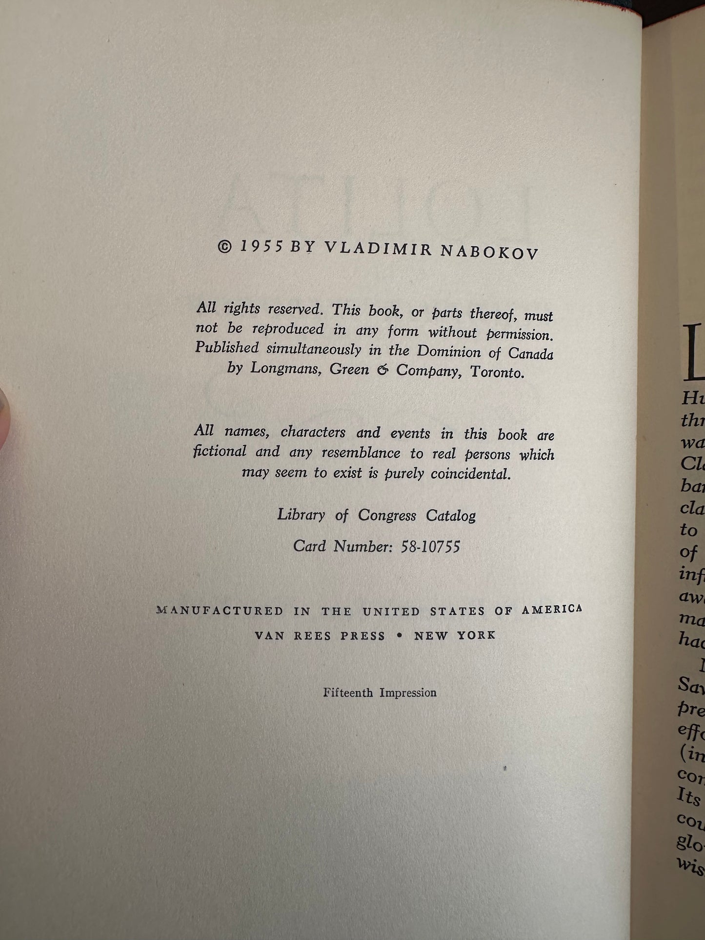 Lolita by Vladimir Nabokov (First Edition)