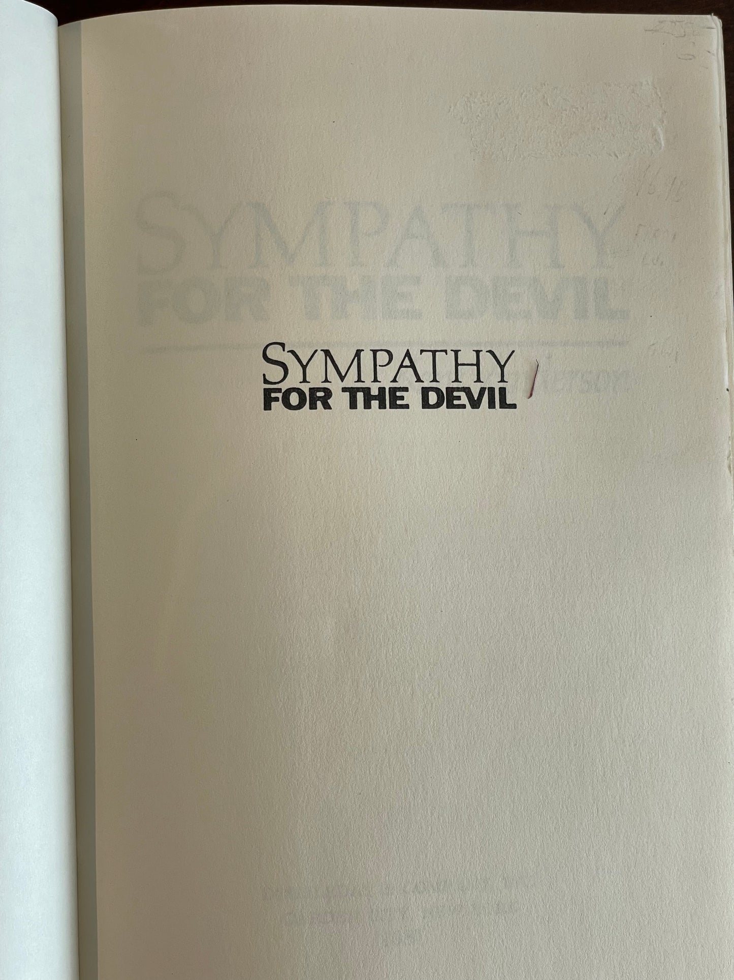 Sympathy For The Devil by Kent Anderson (first edition)