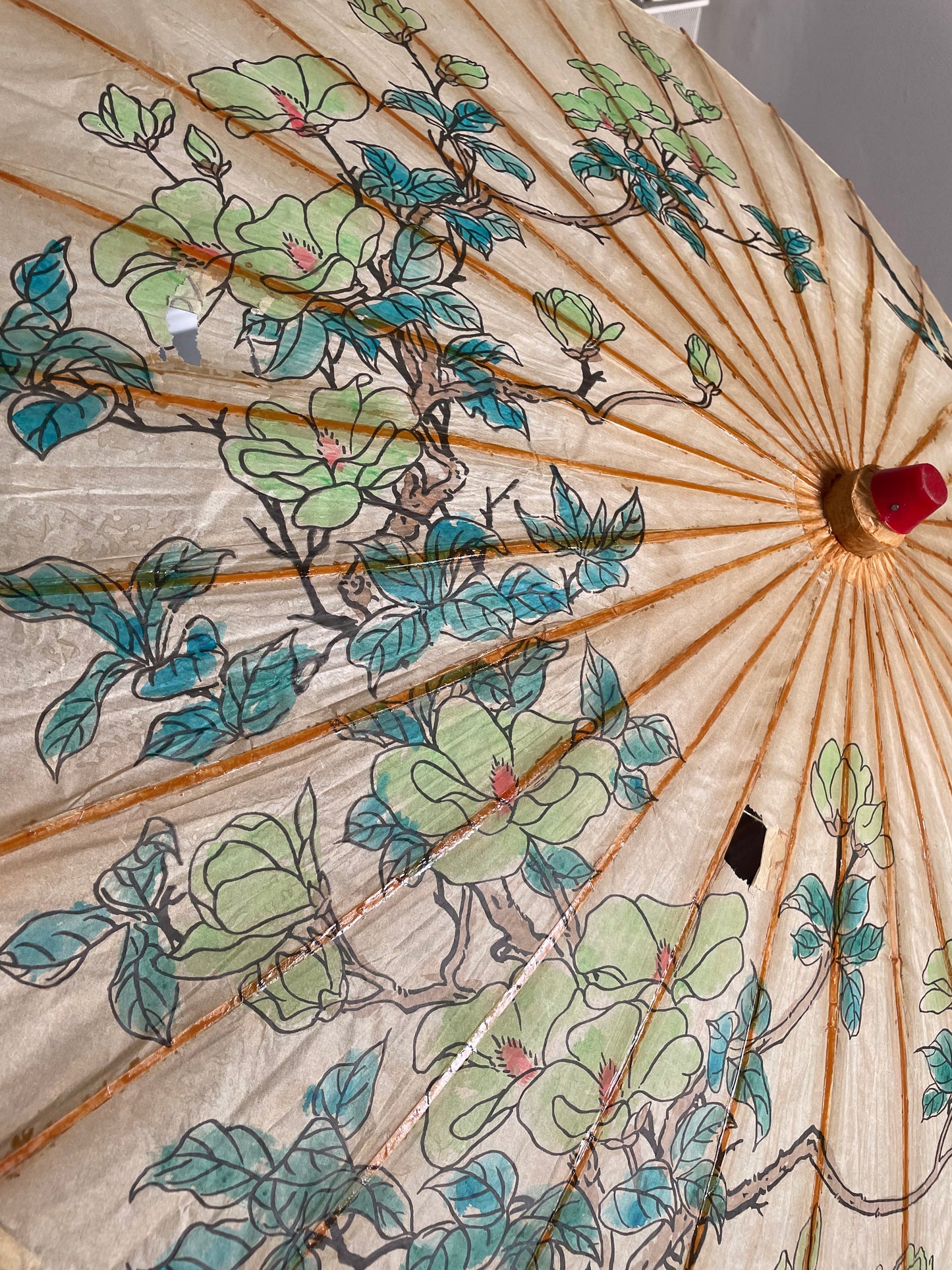 Antique Paper and Bamboo Umbrella