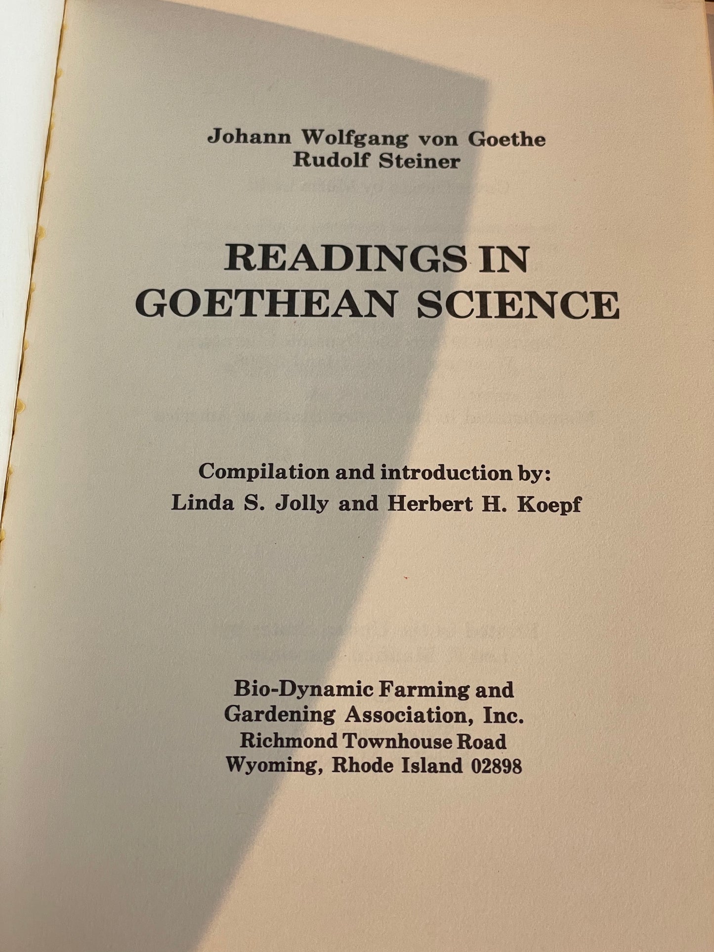 Readings in Goethean Science