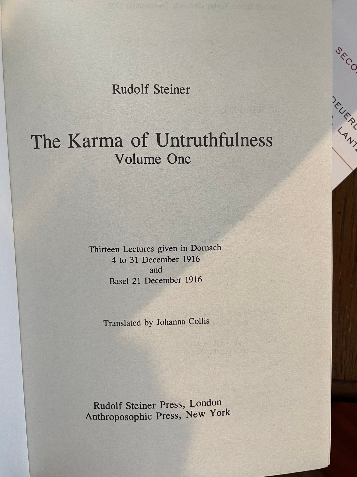 The Karma of Untruthfulness Vol. I by Rudolf Steiner